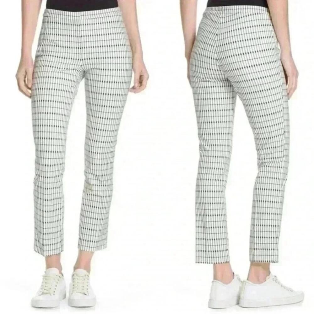 Theory Classic Skinny Grid Pants Black Green size 6